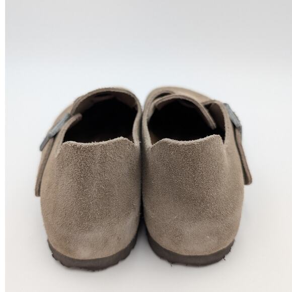 Birkenstock London Buckle Clog Suede Taupe Logo Unisex Size M4/W6 EU37 - Picture 4 of 12